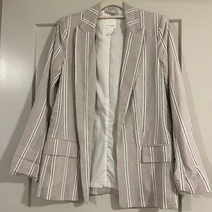 H&M Beige Striped Blazer